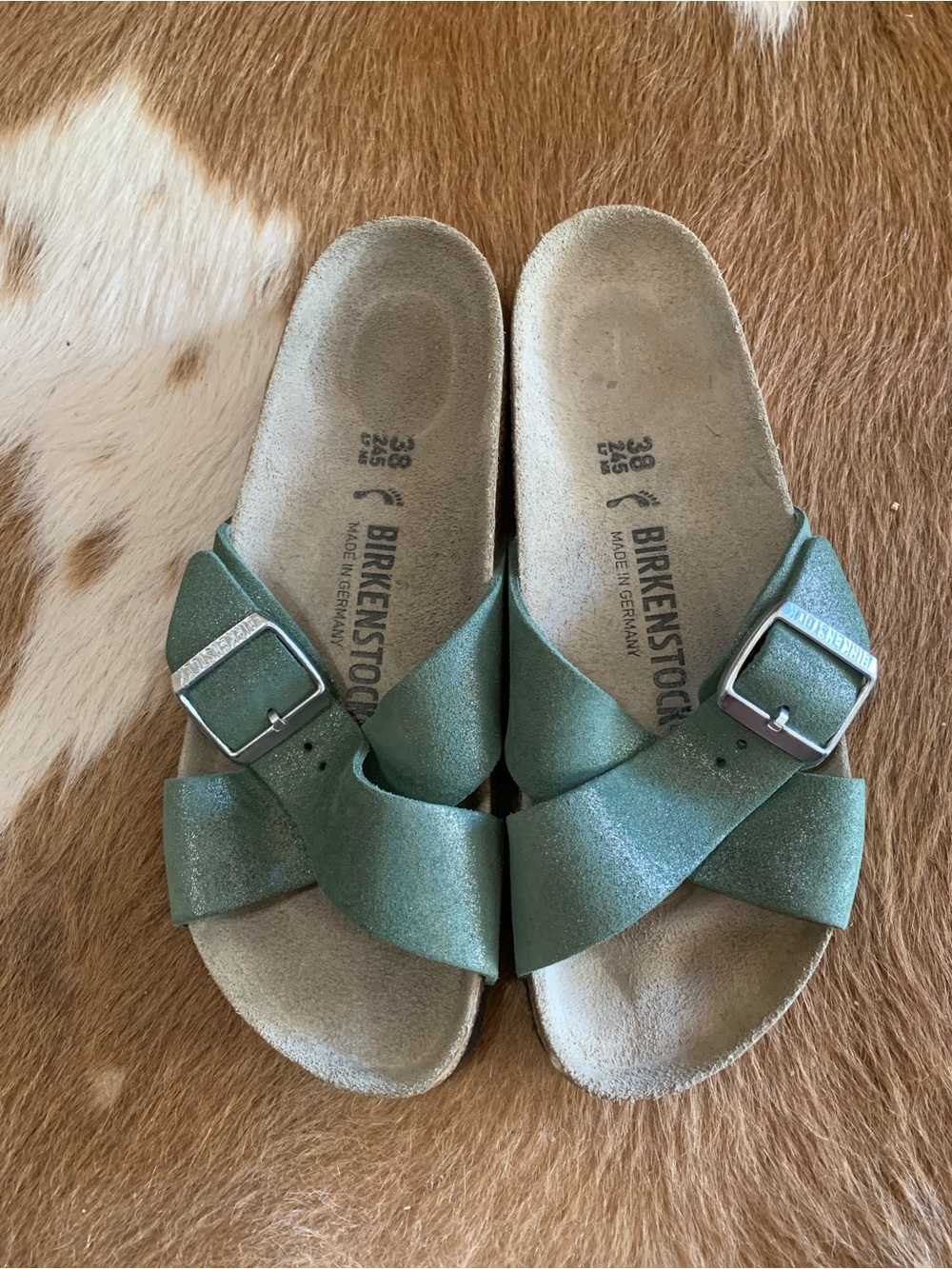 Birkenstock Olive with Criss Cross straps and Buckles Made in Germany EU 38 US 7